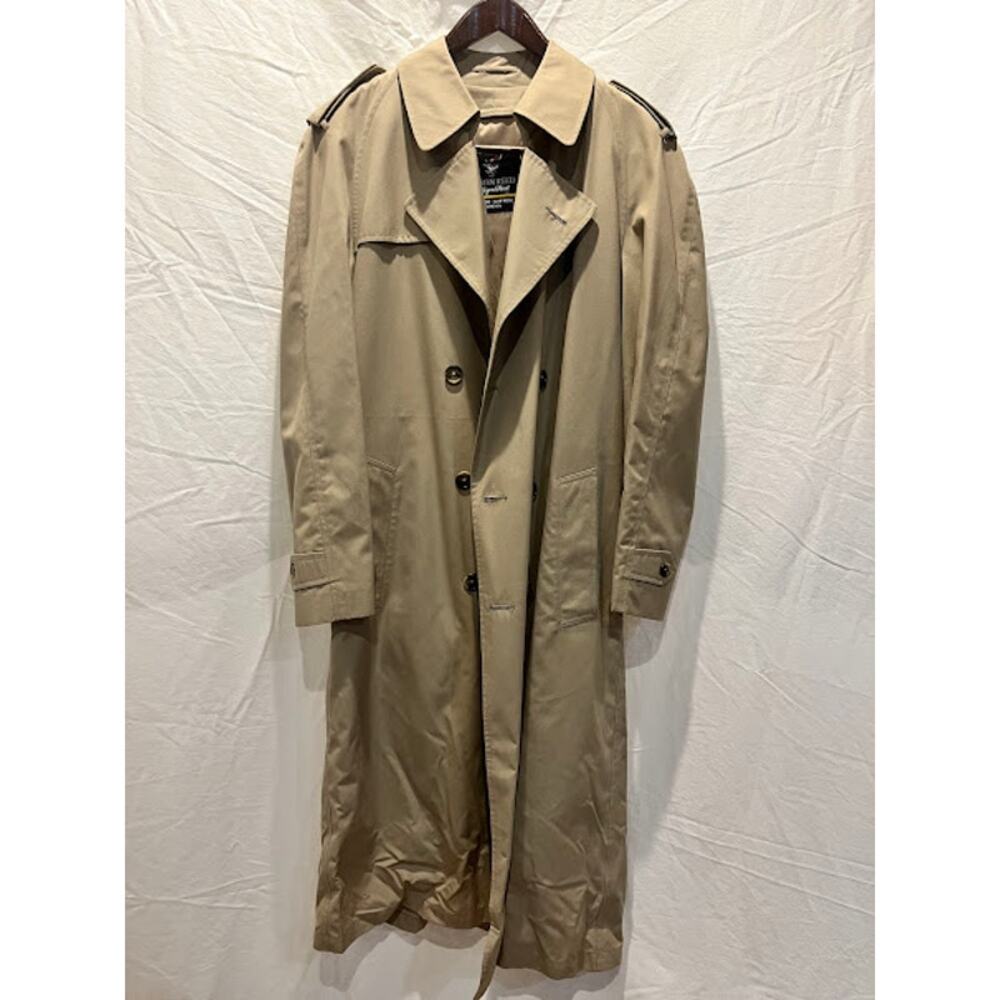 Vintage Austin Reed Raincoat Tan Beige Doublebreasted Removable Lining 40 Long